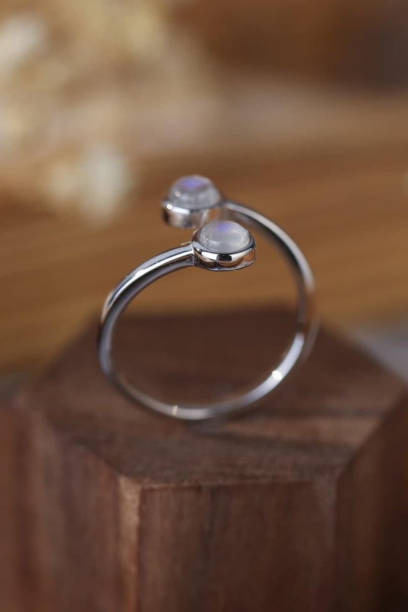 High Quality Natural Moonstone 925 Sterling Silver Toi Et Moi Ring