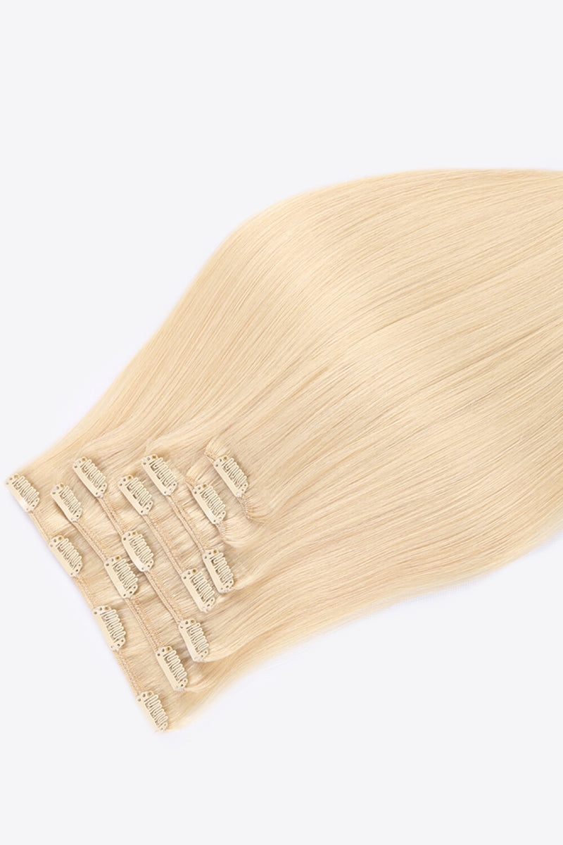 18" 120g Clip-In Hair Extensions Indian Human Hair in Blonde