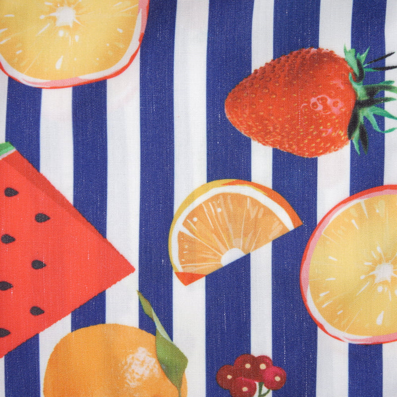 Fruit Striped Collared Sleeveless Shirt