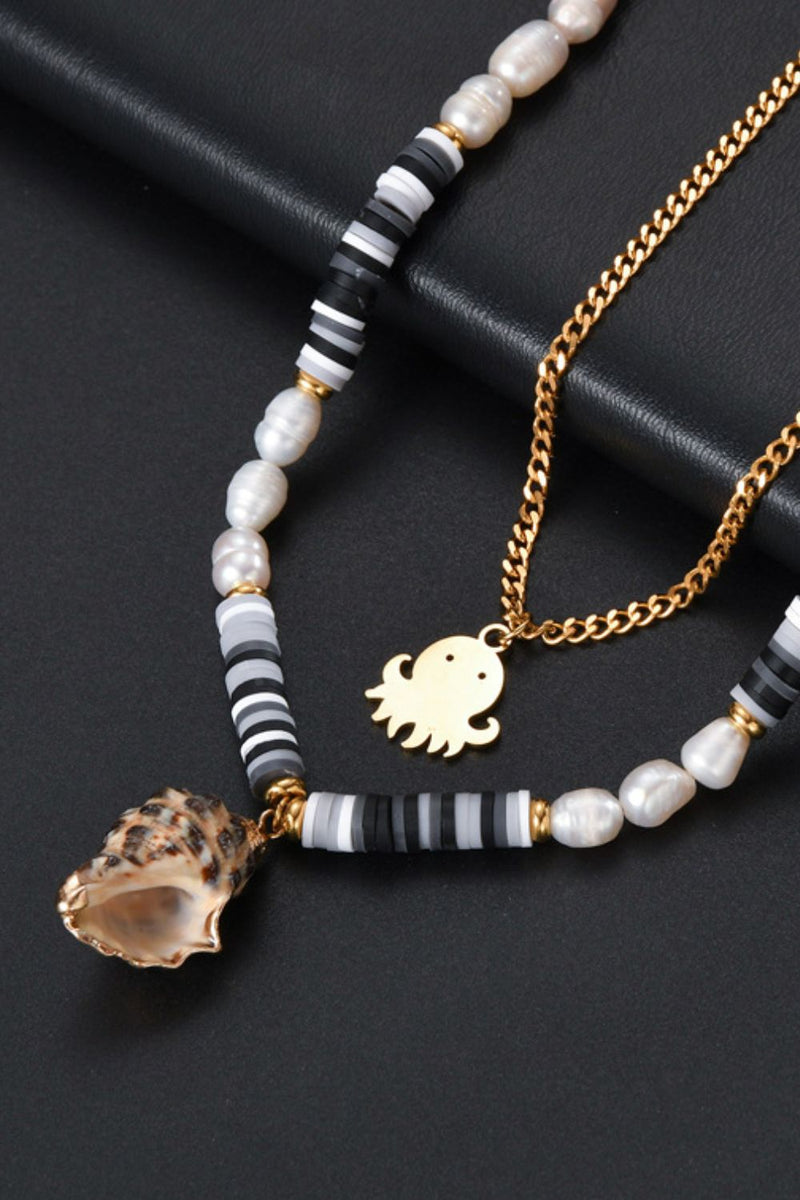 Two-Piece Pearl Stainless Steel Necklace Set