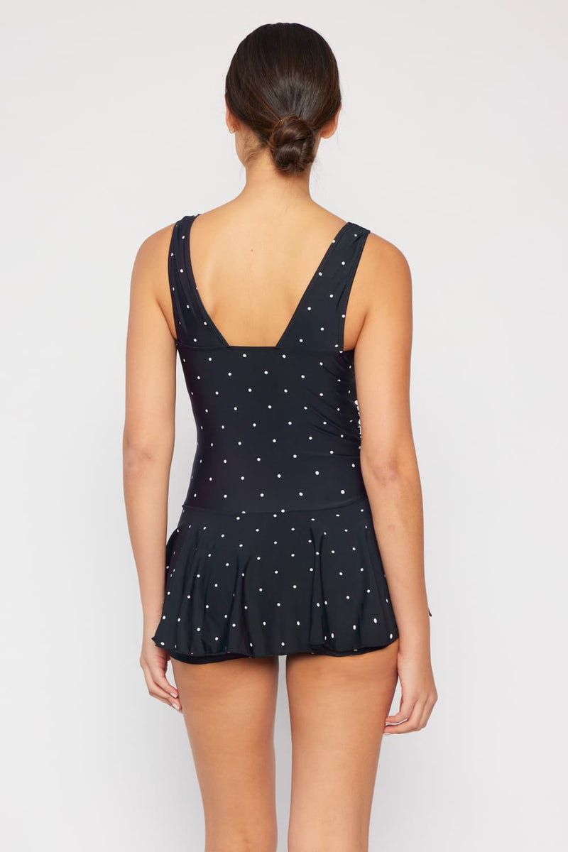 Marina West Swim Full Size Clear Waters Swim Dress in Black/White Dot